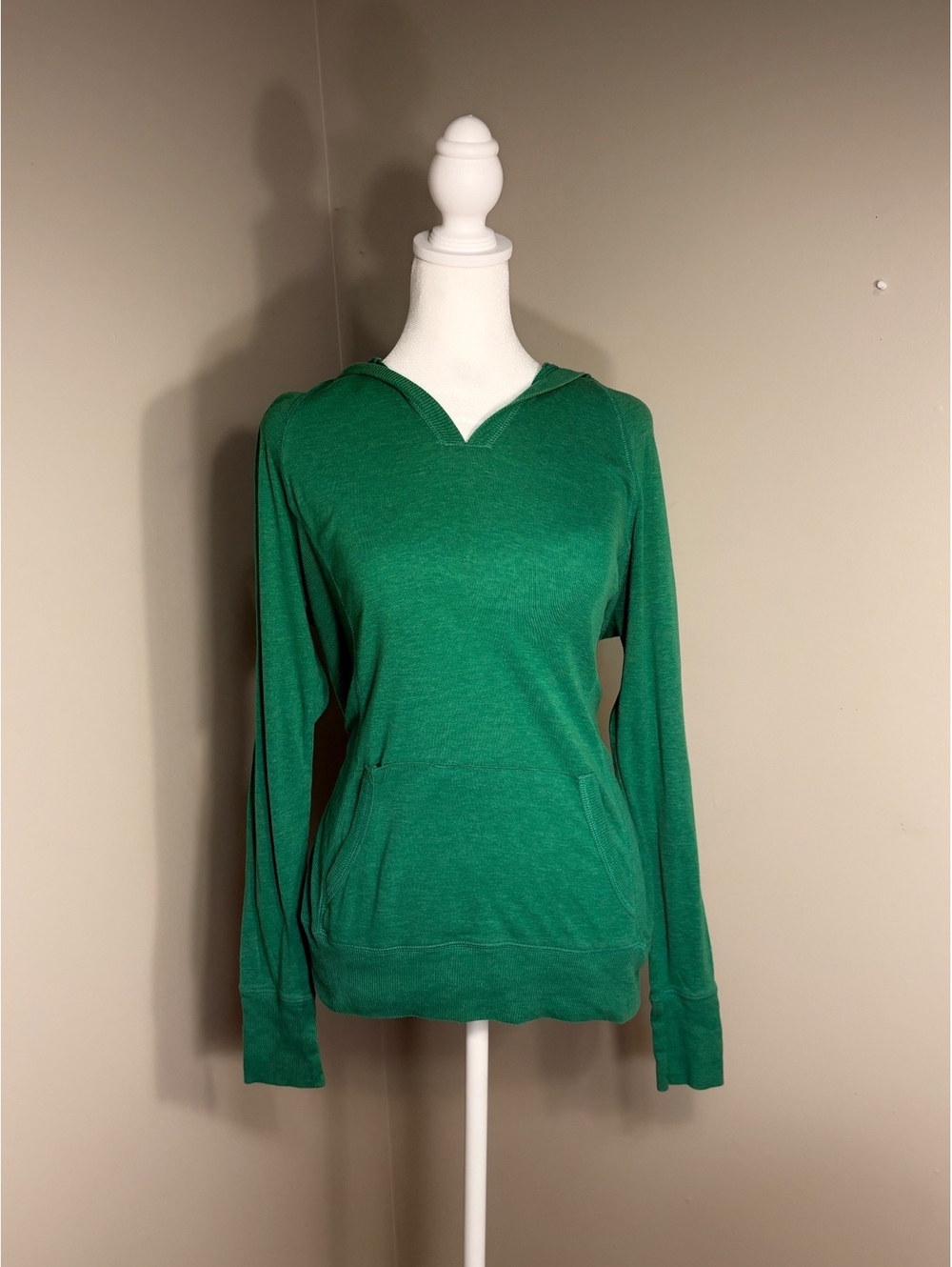 Vintage Old Navy Green Hooded Long Sleeve Tee Fitted Hoodie Y2K Indie Preppy
